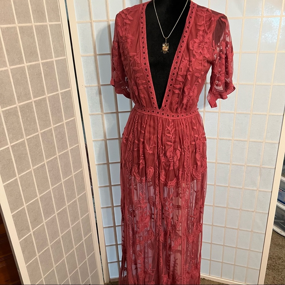Deep V-Cut Maxi Dress